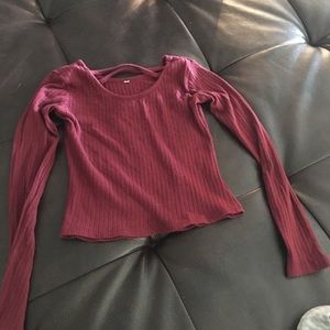 Burgundy long sleeve crop top